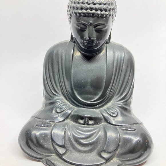 Japan Kamakura Daibutsu Black Buddha Statue Engraved Vintage Metal Figurine - Picture 1 of 7